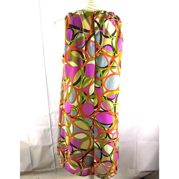 J.B.S. ltd Women's Dress Size 12 Midi Retro 1960's Design Orange Pink Tan Knee. - Picture 4 of 8